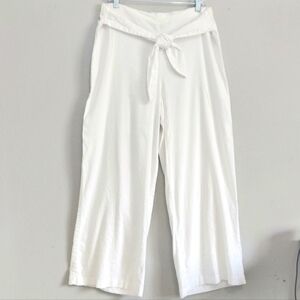 INC Wide Leg Front Tie Linen Blend Pants XL White